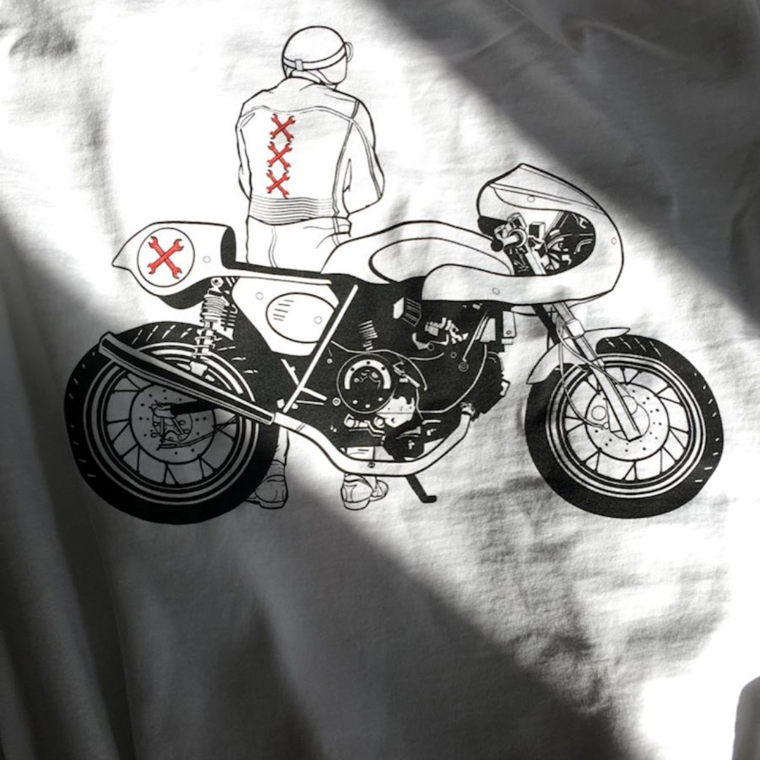 Cafe racer t-shirt inspired by Amsterdam and Tintin!